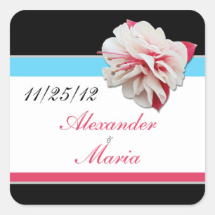 Fuchsia Blume Pink & Aqua Wedding Stickers