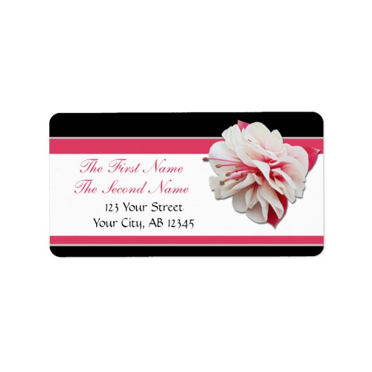 Fuchsia Blume Pink & Black Address Labels Adressaufkleber (Vorne)