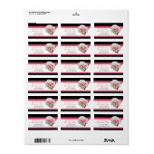 Fuchsia Blume Pink & Black Address Labels Adressaufkleber (Vorne)