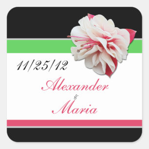 Fuchsia Blume Pink & Green Wedding Stickers