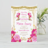 Fuchsia Blume Quinceañera 15 Anos Geburtstag Einladung (Stehend Vorderseite)