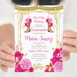Fuchsia Blume Quinceañera 15 Anos Geburtstag Einladung