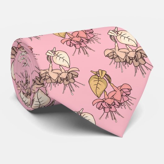 Fuchsia Blume Rosen Red Krawatte (Gerollt)