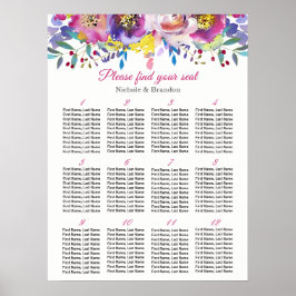 Fuchsia Blumenzelt 12 Tische Hochzeitskarte Poster
