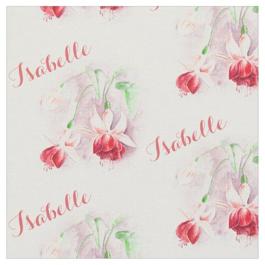 Fuchsia botanisch rosa Aquarellstoff Stoff (Nahaufnahme)