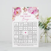 Fuchsia bright peony Finde das Gast Bingo Spiel (Stehend Vorderseite)