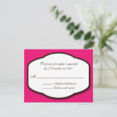 Fuchsia Brown & White Reply / RSVP Cards Karte (Stehend Vorderseite)