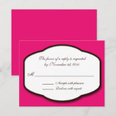 Fuchsia Brown & White Reply / RSVP Cards Karte (Vorne/Hinten)