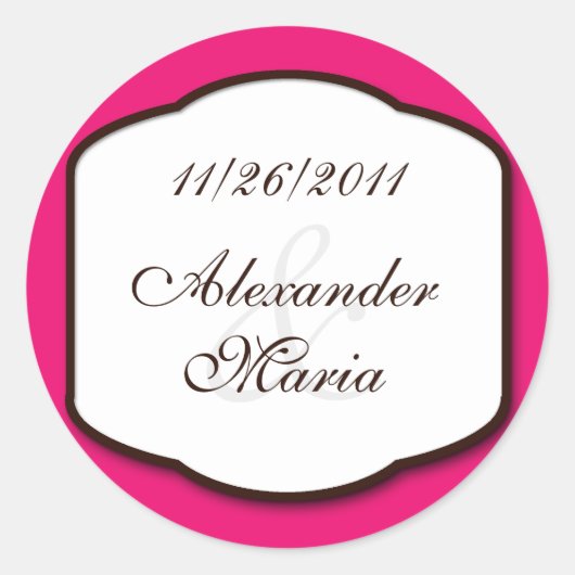 Fuchsia Brown & White Wedding Umschlag Aufkleber (Vorderseite)