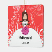 Fuchsia Brünett Wedding Gown Bridesmaid Ornament (Links)