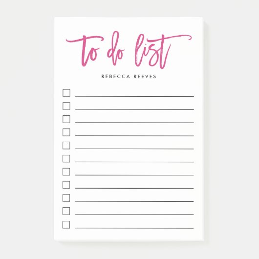 Fuchsia Brush mit Personalisierten Buchstaben zu t Post-it Klebezettel (Vorderseite)