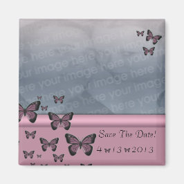 Fuchsia Butterflies Save the Date Magnet