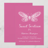 Fuchsia Butterfly 16 . Geburtstag Einladung (Vorne/Hinten)