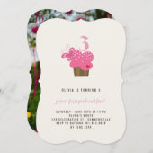 Fuchsia Butterfly Cupcake Geburtstagsparty Einladu Einladung (Vorne/Hinten)