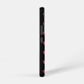 Fuchsia Cat Paw Muster auf schwarzem Hintergrund Samsung Galaxy Hülle (Rechte Seite)