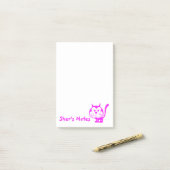 Fuchsia Cat Post-It Notes Klebezettel (Auf Schreibtisch)