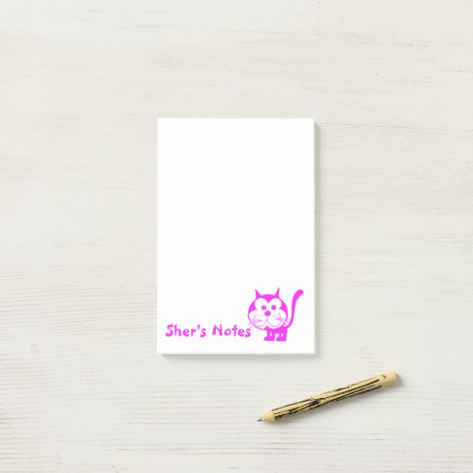 Fuchsia Cat Post-It Notes Post-it Klebezettel (Auf Schreibtisch)