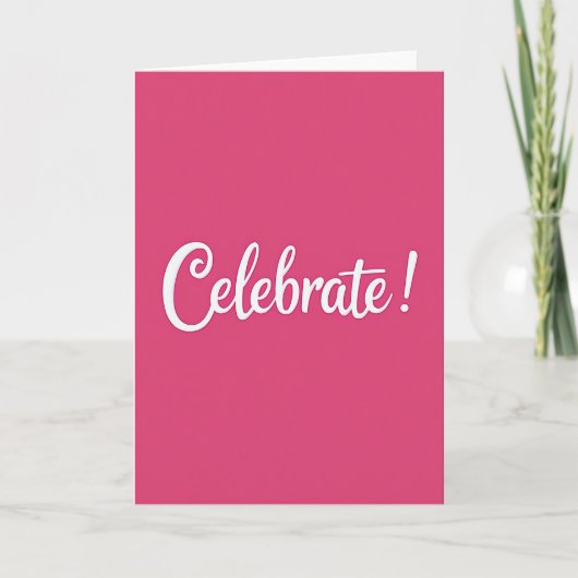 Fuchsia Celebrate Script Karte (Vorderseite)