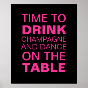 Fuchsia Champagne Party Poster