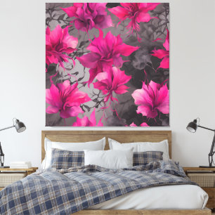 Fuchsia & Charcoal Field AI Art Leinwanddruck