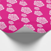 Fuchsia Chic Rose Blumenmuster Geschenkpapier (Ecke)