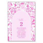 Fuchsia Chinoiserie Menü & Tischnummer (Vorderseite)