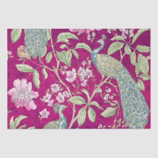 Fuchsia Chinoiserie Pfaue Entcouch Seidenpapier