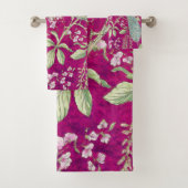 Fuchsia Chinoiserie Rodelbahn Badhandtuch Set (Insitu)