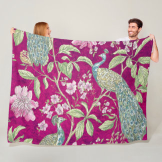 Fuchsia Chinoiserie Rodelbahn Fleecedecke