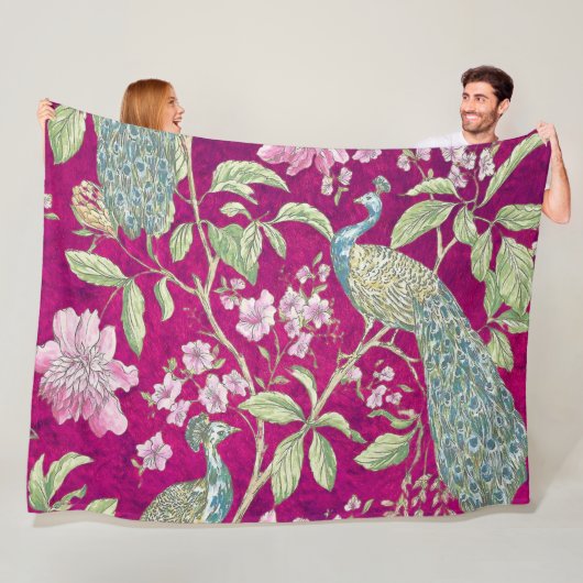 Fuchsia Chinoiserie Rodelbahn Fleecedecke (Beispiel)