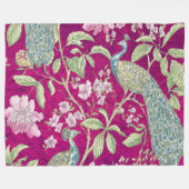 Fuchsia Chinoiserie Rodelbahn Fleecedecke (Vorderseite (Horizontal))