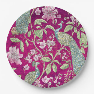 Fuchsia Chinoiserie Rodelbahn Pappteller