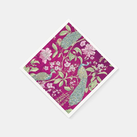Fuchsia Chinoiserie Rodelbahn Serviette (Ecke)