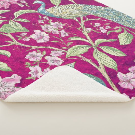 Fuchsia Chinoiserie Rodelbahn Sherpadecke (3/4)