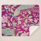 Fuchsia Chinoiserie Rodelbahn Sherpadecke (Vorderseite (Horizontal))