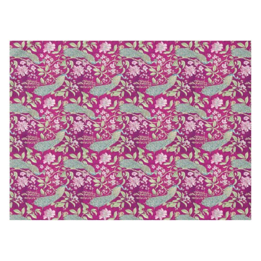 Fuchsia Chinoiserie Rodelbahn Tischdecke (Vorderseite (Horizontal))