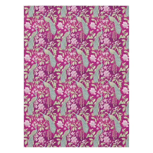 Fuchsia Chinoiserie Rodelbahn Tischdecke (Vorderseite)