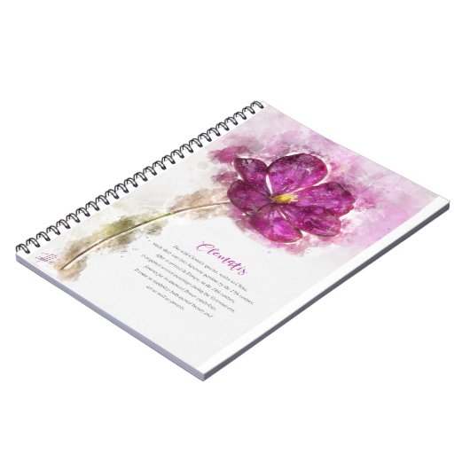 Fuchsia Clematis Notizblock (Linke Seite)