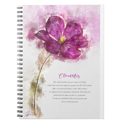 Fuchsia Clematis Notizblock (Vorderseite)