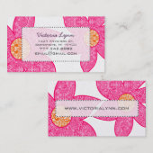 Fuchsia Coral Gray Blume Business Cards Visitenkarte (Vorne/Hinten)