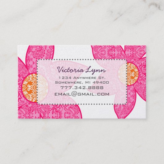 Fuchsia Coral Gray Blume Business Cards Visitenkarte (Vorderseite)