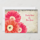 Fuchsia Coral Orange Gerber Daisy Wedding Einladun Einladung (Rückseite)