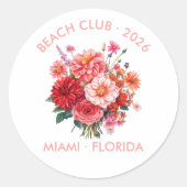 Fuchsia, Coral, & Tangerine Floral Bouquet Custom Runder Aufkleber (Vorderseite)