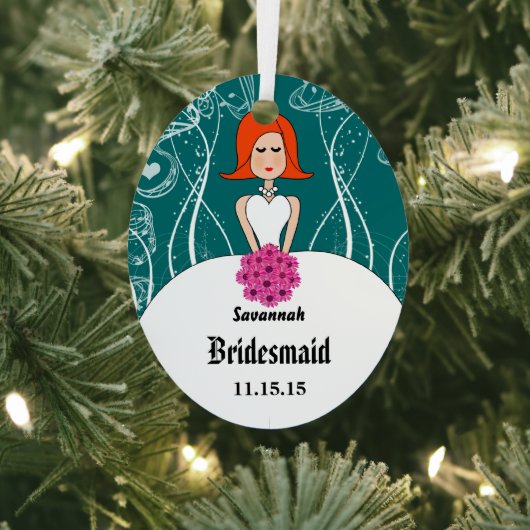 Fuchsia & Coral Wedding Red Hair Bridesmaid Ornament Aus Metall (InSitu)