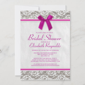 Fuchsia Country Lace Bridal Dusche Einladungen