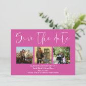 Fuchsia Couple Fotos Wedding Save the Date (Stehend Vorderseite)