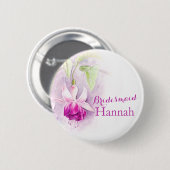 Fuchsia custom bridesmaid round badge button (Vorne & Hinten)