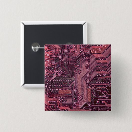 Fuchsia Cyber Circuit Board Tech Art Electronics Button (Vorne & Hinten)