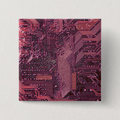 Fuchsia Cyber Circuit Board Tech Art Electronics Button (Vorderseite)