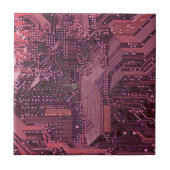 Fuchsia Cyber Circuit Board Tech Art Electronics Fliese (Vorderseite)